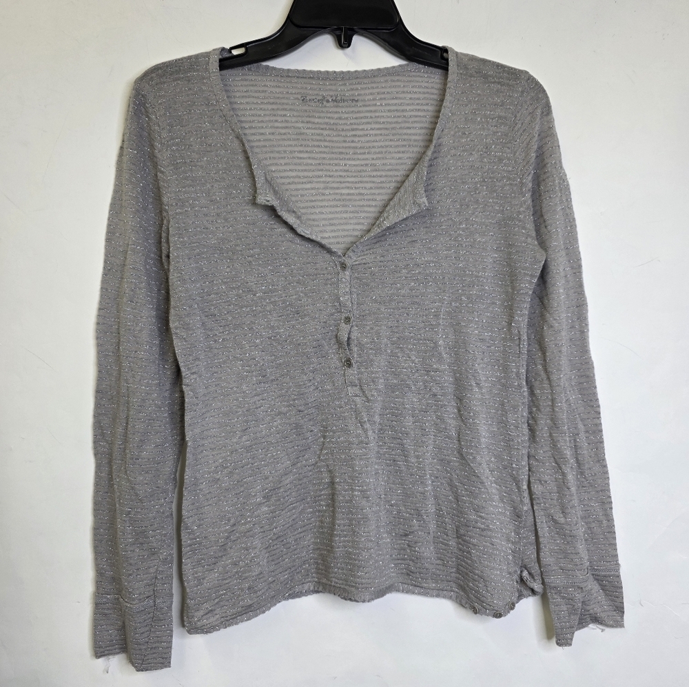 Zadig & Voltaire Silver-Gray Metallic Henley Top